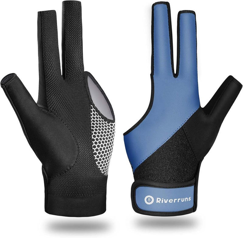 Riverruns Billiard Pool Glove for Left Hand 3 Finger, Snooker Cue Sport Glove for Men Women - Image 1